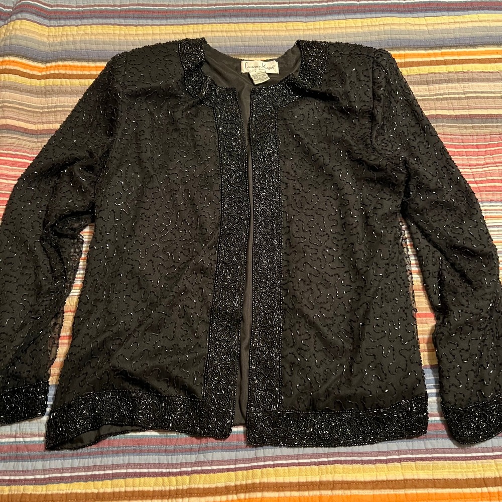 Laurence Kazar‎ NY Beaded Silk Evening Party Cocktail Jacket PM Petite Medium